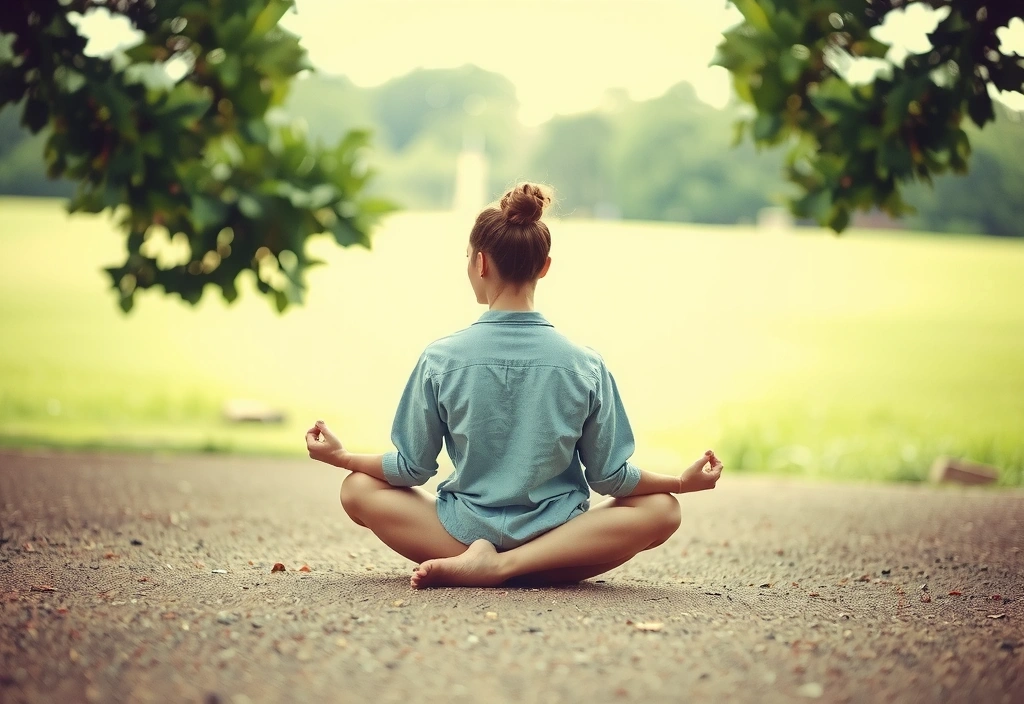 Osoba medytująca w spokojnym otoczeniu, symbolizująca relaks i równowagę dzięki magnezowi.