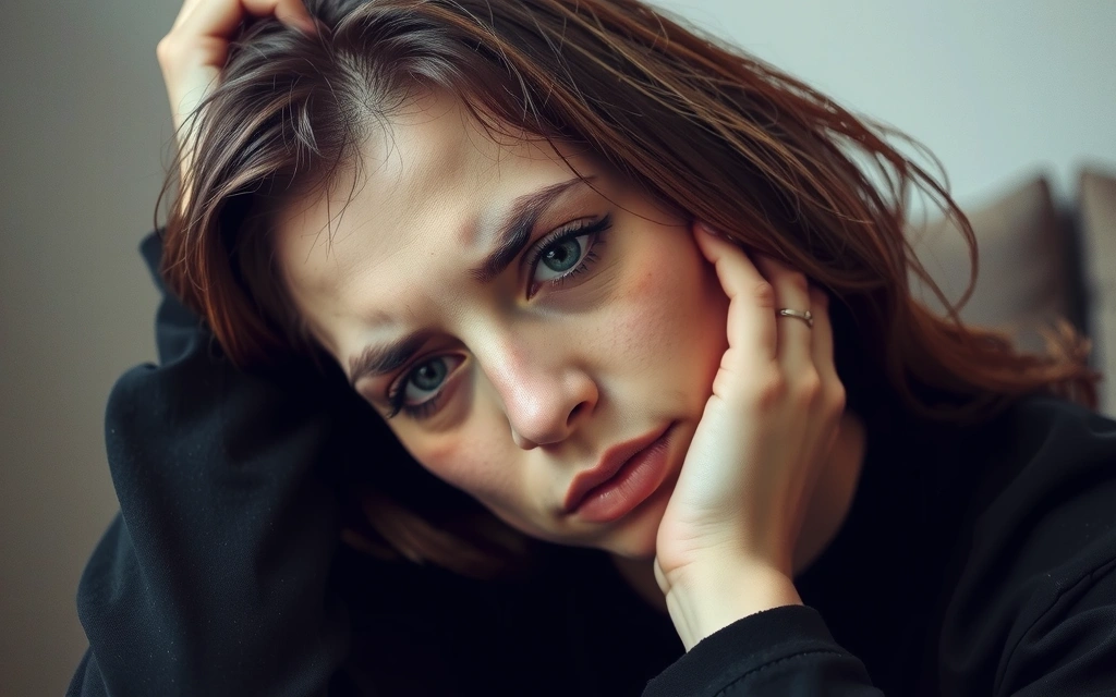 Osoba z oznakami zmęczenia i braku energii, symbolizująca niedobory minerałów.