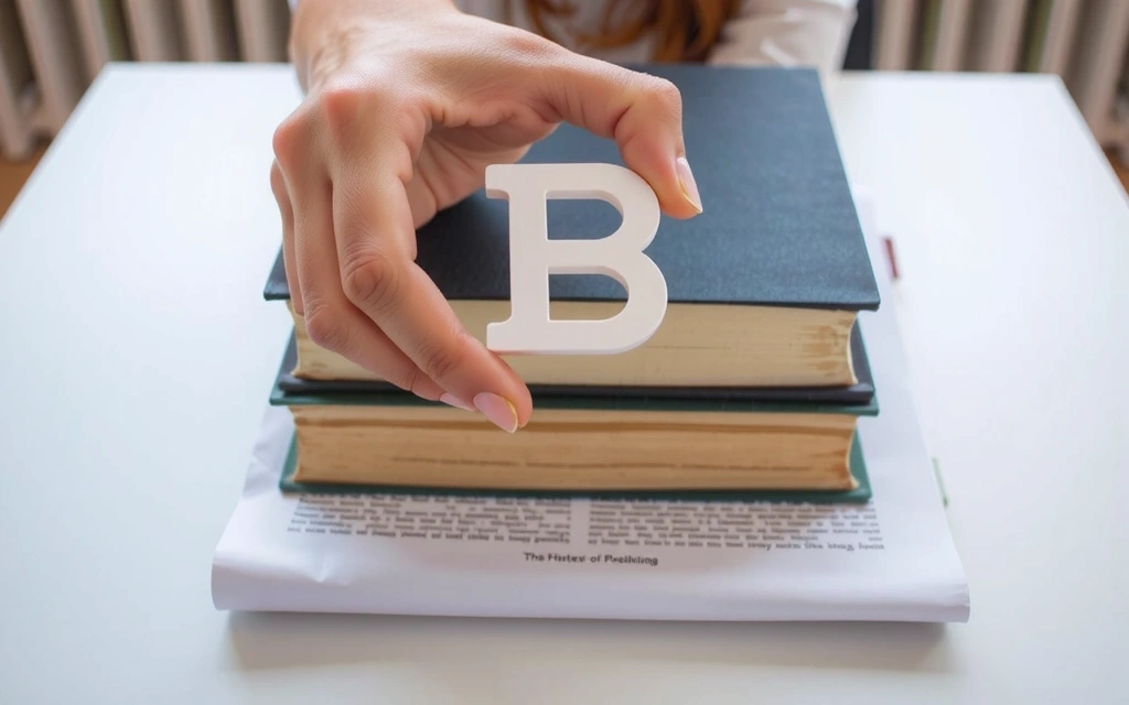 Ręka trzymająca znak praw autorskich nad stertą książek i dokumentów