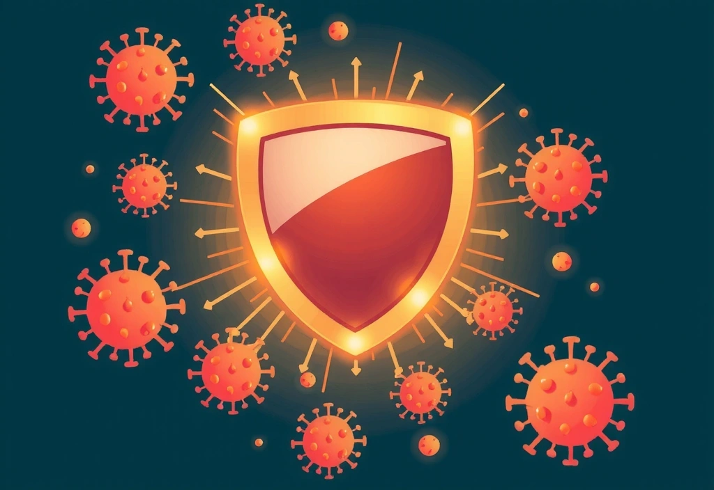 Symboliczny obraz układu odpornościowego z tarczą i komórkami